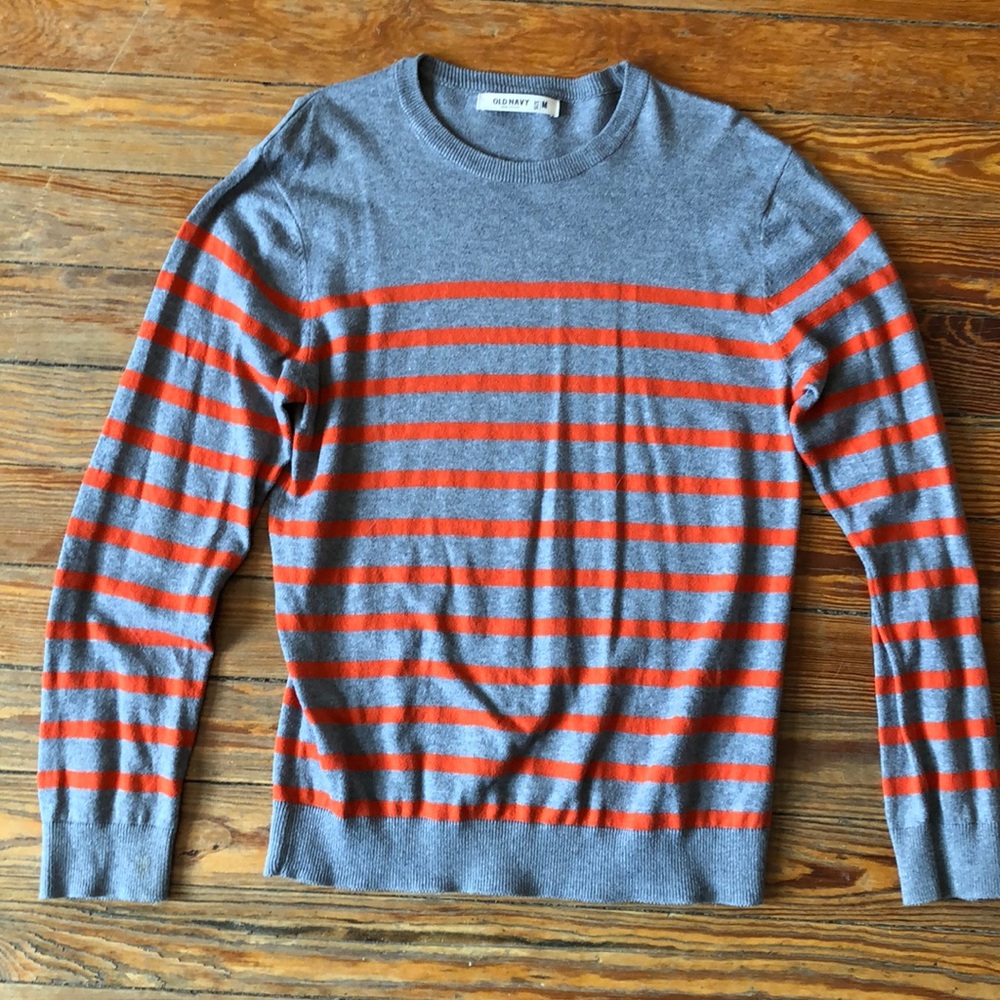 Gray and orange sweater